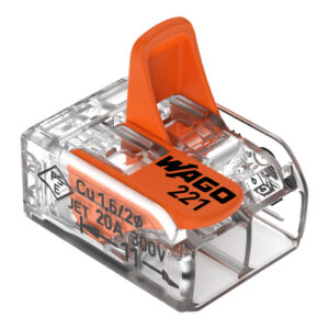 Szybkozłączka z dźwignią 2x 0,2-4mm2 transparentna / pomarańczowa 221-412 /opak.100szt./