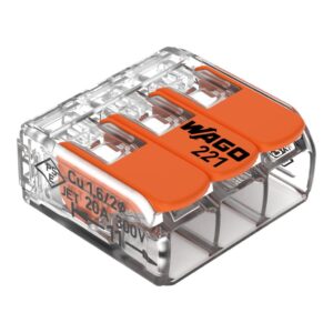 Szybkozłączka z dźwignią 3x 0,2-4mm2 transparentna / pomarańczowa 221-413 /opak.50szt./