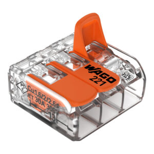 Szybkozłączka z dźwignią 3x 0,5-6mm2 transparentna / pomarańczowa 221-613 /opak.30szt./