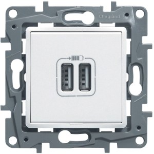 NILOE Gniazdo ładowania podwójne USB 5 V 2400 mA białe 764594
