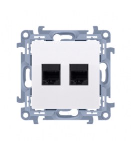 Simon 10 Gniazdo komputerowe RJ45 kategoria 5e + telefoniczne RJ12 (moduł) biały C5T12.01/11