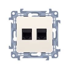 Simon 10 Gniazdo komputerowe RJ45 kategoria 5e + telefoniczne RJ12 (moduł) kremowy C5T12.01/41