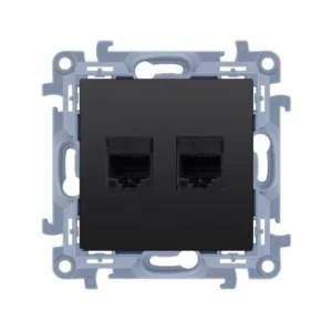 Simon 10 Gniazdo komputerowe RJ45 kategoria 5e + telefoniczne RJ12 (moduł) czarny mat C5T12.01/49