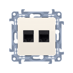 Simon 10 Gniazdo komputerowe podwójne RJ45 kat.6 kremowe C62.01/41