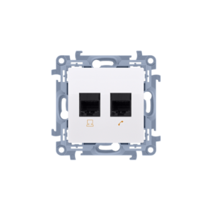 Simon 10 Gniazdo RJ45 kat 6 + gniazdo telefoniczne RJ11 białe C6T.01/11