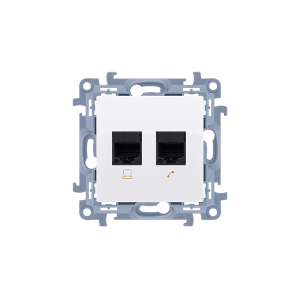 Simon 10 Gniazdo RJ45 kat 6 + gniazdo telefoniczne RJ11 białe C6T.01/11