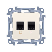 Simon 10 Gniazdo RJ45 kat 6 + gniazdo telefoniczne RJ12 kremowe C6T.01/41