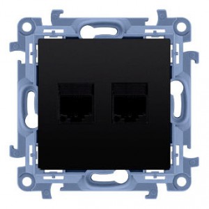 Simon 10 Gniazdo RJ45 kat. 6 + gniazdo telefoniczne RJ11 (moduł) czarny mat C6T.01/49