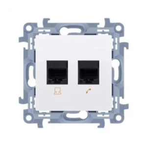 Simon 10 Gniazdo RJ45 kat. 6 + gniazdo telefoniczne RJ12 (moduł) biały C6T12.01/11