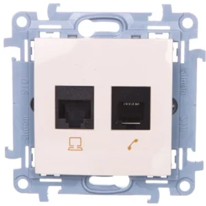 Simon 10 Gniazdo RJ45 kat. 6 + gniazdo telefoniczne RJ12 (moduł) kremowy C6T12.01/41