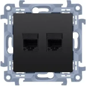 Simon 10 Gniazdo RJ45 kat. 6 + gniazdo telefoniczne RJ12 (moduł) czarny mat C6T12.01/49