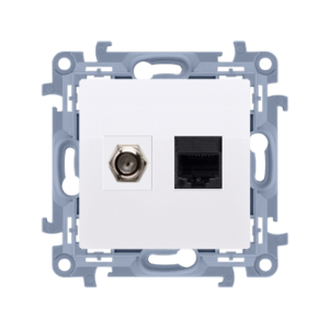 Simon 10 Gniazdo antenowe + komputerow typu F + RJ45 kat.5e białe CASFRJ455.01/11