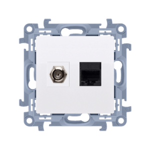 Simon 10 Gniazdo antenowe + komputerow typu F + RJ45 kat.5e białe CASFRJ455.01/11