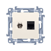 Simon 10 Gniazdo antenowe + komputerowe typu F + RJ45 kat.5e krem CASFRJ455.01/41