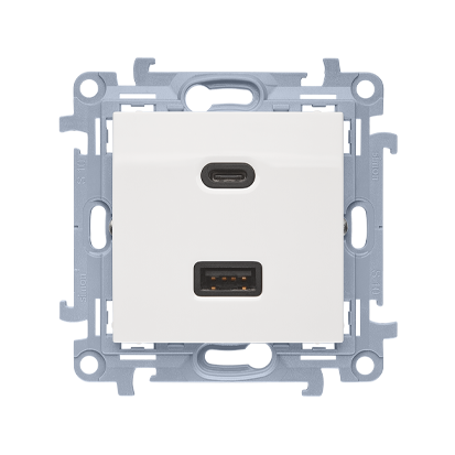 Simon 10 Ładowarka USB C+A (moduł), 30 W, 230V biały CEC2CAQ.01/11