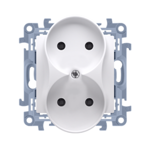 Simon 10 Gniazdo podwójne b/u białe 16A 250V IP20 CG2M.01/11