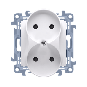 Simon 10 Gniazdo podwójne b/u białe 16A 250V IP20 CG2M.01/11