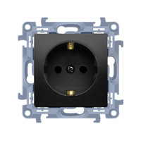 Simon 10 Gniazdo wtyczkowe Schuko pojedyncze (moduł) 16A, 250V, szybkozłącza czarny mat CGSZ1C.01/49