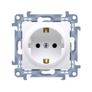 Simon 10 Gniazdo pojedyncze SCHUKO z przesłonami białe 16A 250V IP20 CGSZ1Z.01/11