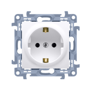 Simon 10 Gniazdo pojedyncze SCHUKO z przesłonami białe 16A 250V IP20 CGSZ1Z.01/11