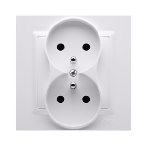Simon 10 Gniazdo podwójne z/u MONOBLOCK 16A, 250V białe CGZ2/11