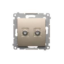 Simon 54 Gniazdo antenowe typu F+ komputerowe RJ45 kat.6 złoty mat DASFRJ45.01/44
