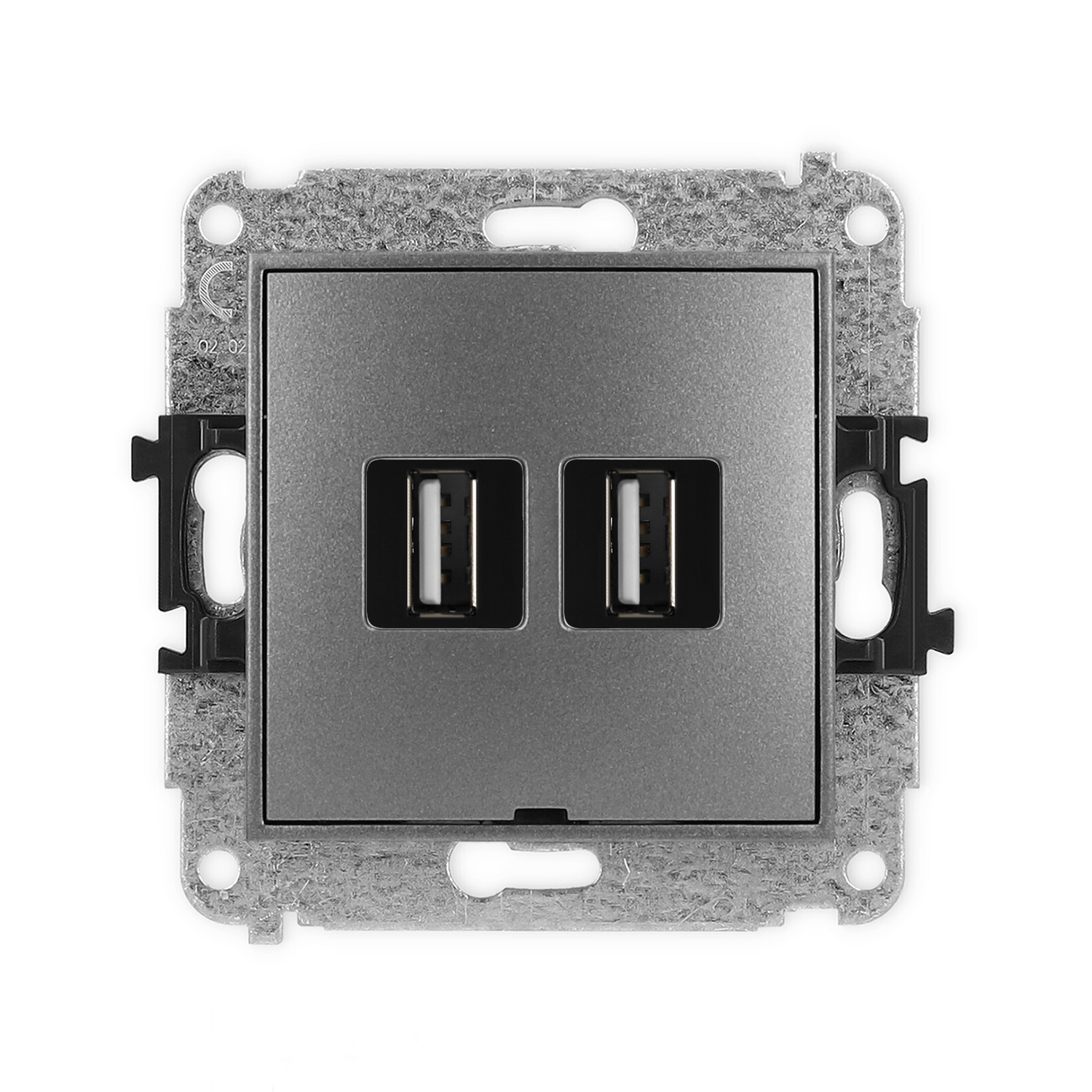 ICON Mechanizm gniazda podwójnego 2xUSB A-A 2.0, bez pola opisowego grafitowy 11IGUSBBO-2