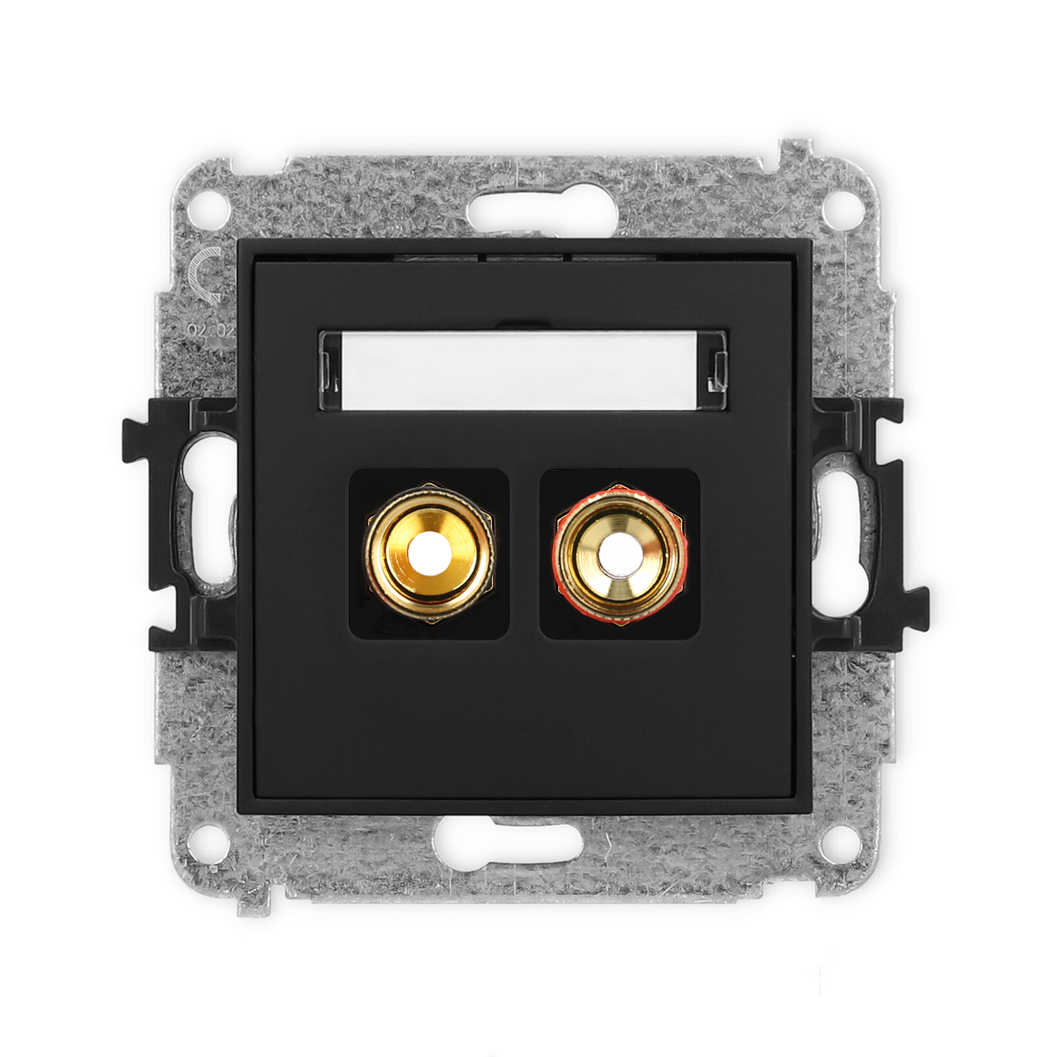 ICON Mechanizm gniazda głośnikowego pojedynczego (typu banan - czerwony i czarny, pozłacany, 4 mm2, skręcany) czarny mat 12IGG-4