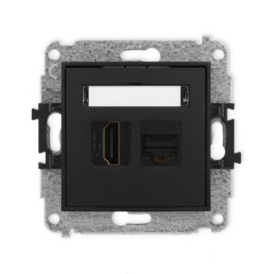 ICON Mechanizm gniazda pojedynczego HDMI 2.0, 4K + gniazda komp. poj. 1xRJ45, kat. 6A, 8-stykowy czarny mat 12IGHK-46A