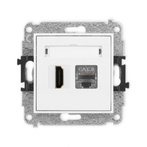ICON Mechanizm gniazda pojedynczego HDMI 2.1, 8K + gniazda komp. poj. 1xRJ45, kat. 8, ekranowany, 8-stykowy biały mat 25IGHK-88