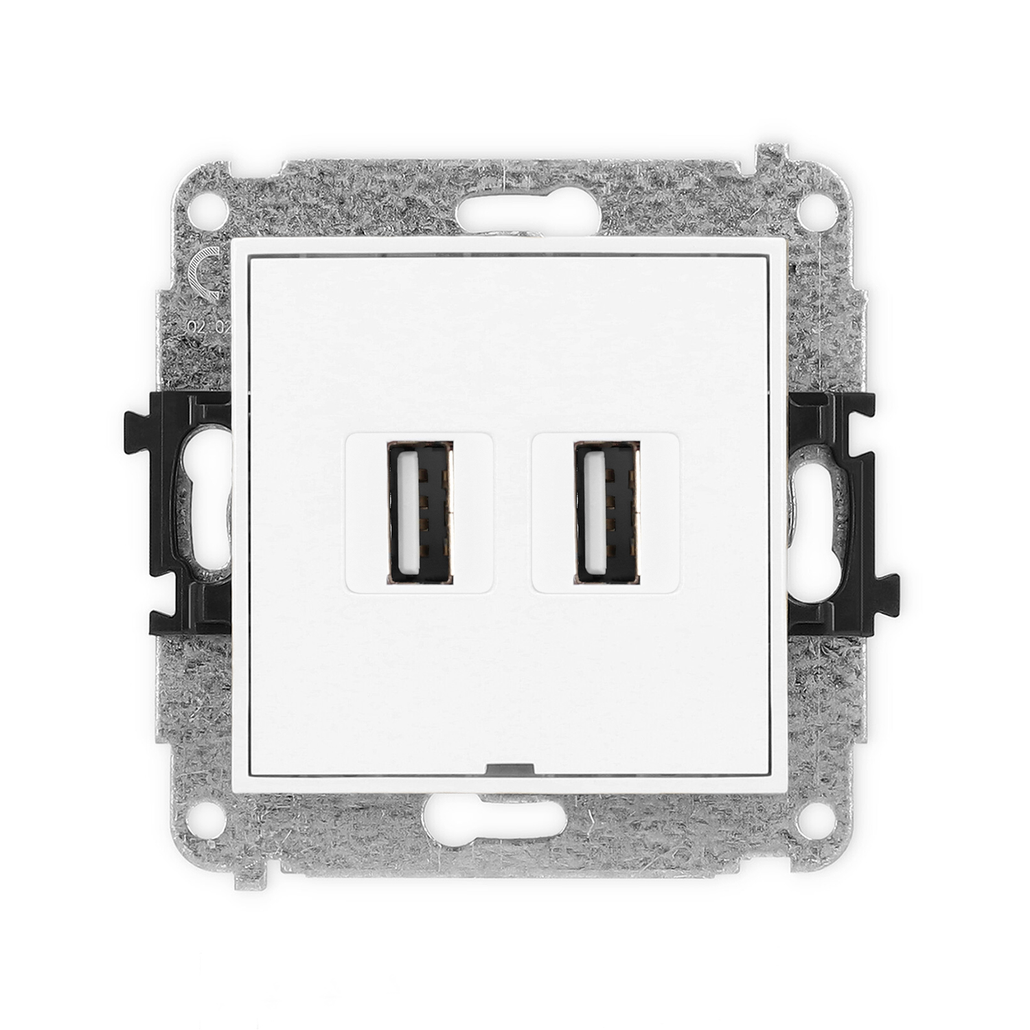 ICON Mechanizm gniazda podwójnego 2xUSB A-A 2.0, bez pola opisowego biały mat 25IGUSBBO-2