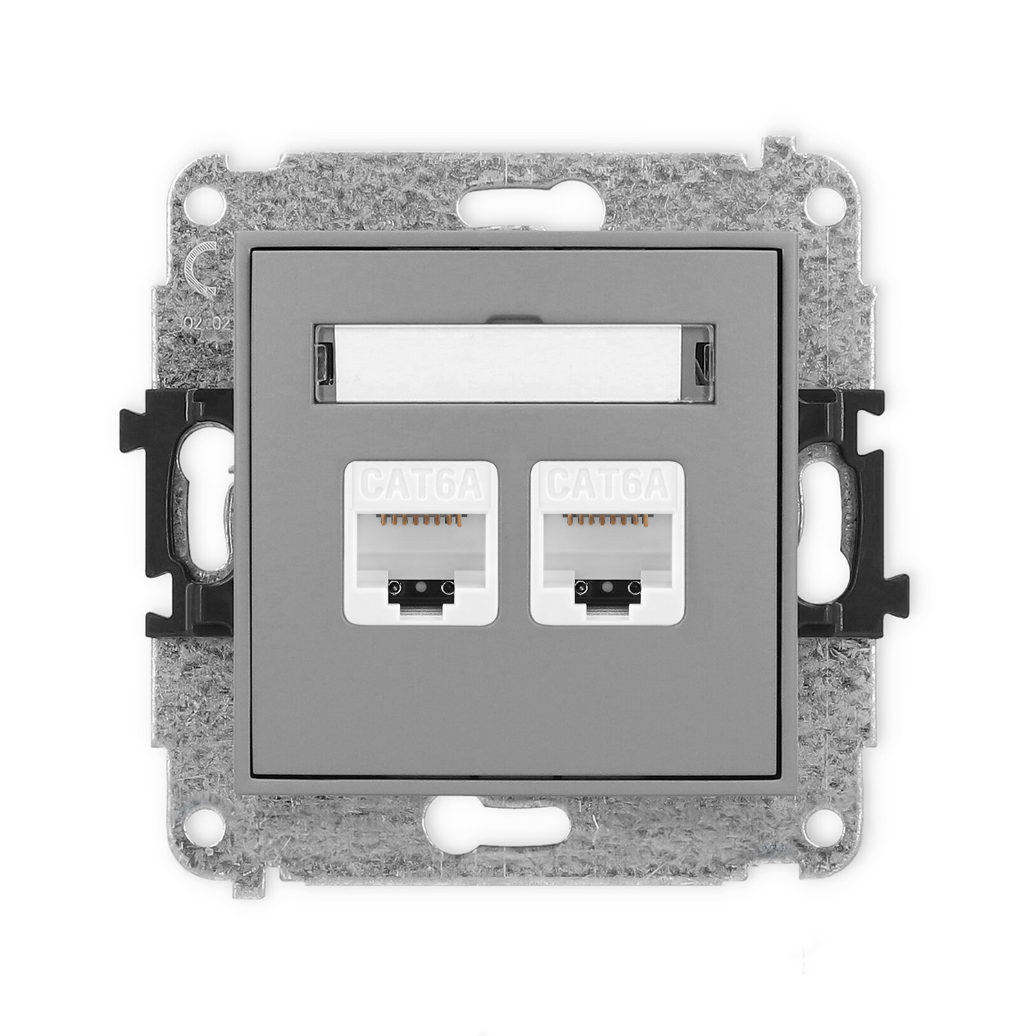 ICON Mechanizm gniazda komputerowego podwójnego 2xRJ45, kat. 6A, 8-stykowy szary mat 27IGK-8