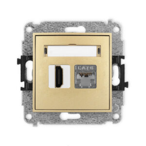 ICON Mechanizm gniazda pojedynczego HDMI 2.0, 4K + gniazda komp. poj. 1xRJ45, kat. 6, ekranowany, 8-stykowy złoty 29IGHK-46