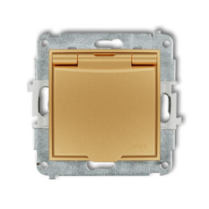 ICON Mechanizm gniazda bryzgoszczelnego z uziemieniem 2P+Z (klapka złota, przesłony torów prądowych) złoty 29IGPB-1zp