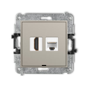 ICON Mechanizm gniazda HDMI 2.1, 8K + gniazda komp. poj. 1xRJ45, kat. 6A, 8-stykowy, bez pola opisowego taupe 60IGHKBO-86A