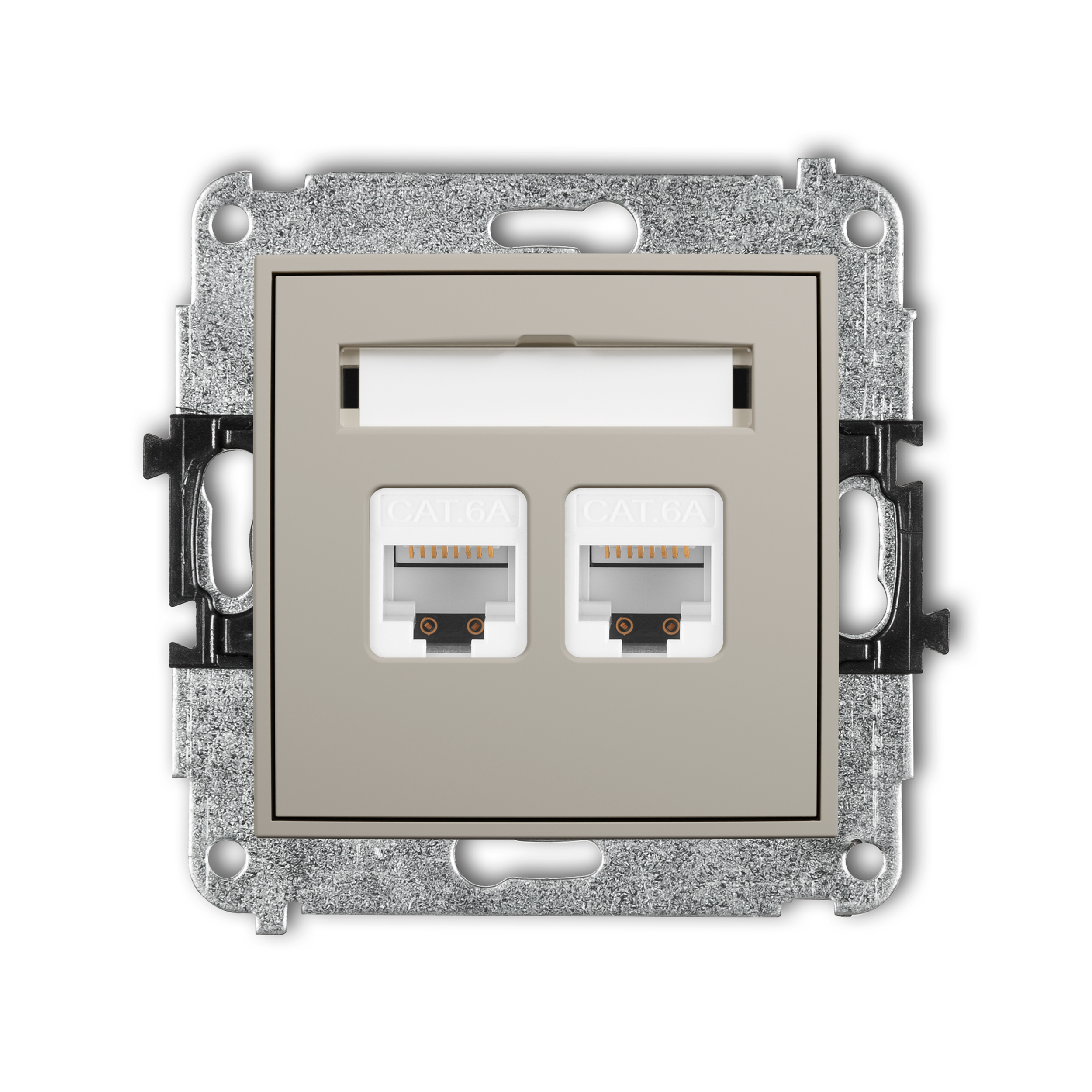 ICON Mechanizm gniazda komputerowego podwójnego 2xRJ45, kat. 6A, 8-stykowy taupe 60IGK-8