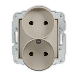 ICON Mechanizm gniazda podwójnego do ramki bez uziemienia 2x2P (bez przesłon torów prądowych) taupe 60IGPR-2