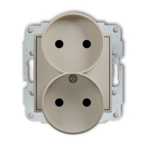 ICON Mechanizm gniazda podwójnego do ramki bez uziemienia 2x2P (przesłony torów prądowych) taupe 60IGPR-2p