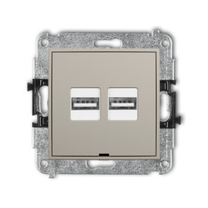 MINI Mechanizm ładowarki USB podwójnej 2xUSB A, 15,5W max., 5V, 3.1A, bez pola opisowego taupe 60MCUSBBO-6