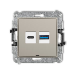 MINI Mechanizm ładowarki USB podwójnej USB C + USB A, 20W max., bez pola opisowego taupe 60MCUSBBO-8