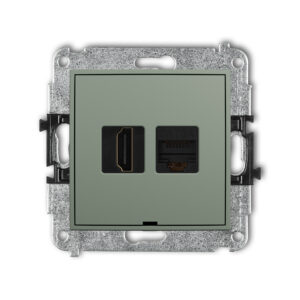 ICON Mechanizm gniazda HDMI 2.0, 4K + gniazda komp. poj. 1xRJ45, kat. 6A, 8-stykowy, bez pola opisowego szałwiowy 61IGHKBO-46A