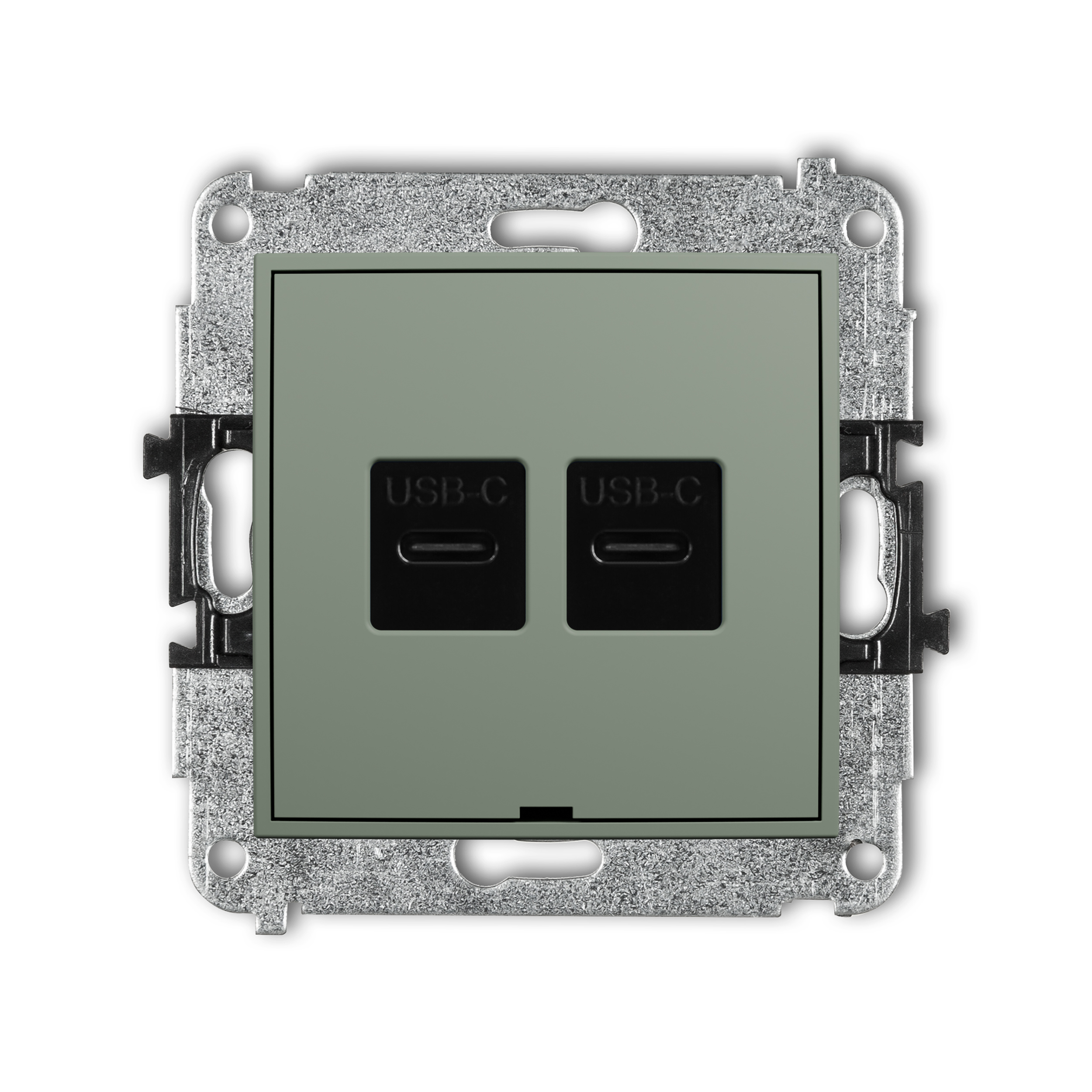 ICON Mechanizm gniazda podwójnego 2xUSB C-C, bez pola opisowego szałwiowy 61IGUSBBO-8