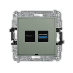 MINI Mechanizm ładowarki USB podwójnej USB C + USB A, 20W max., bez pola opisowego szałwiowy 61MCUSBBO-8