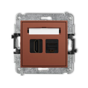 ICON Mechanizm gniazda pojedynczego HDMI 2.1, 8K + gniazda komp. poj. 1xRJ45, kat. 6A, 8-stykowy terakota 63IGHK-86A