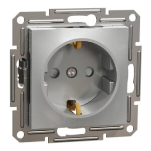 ASFORA Gniazdo pojedyncze SCHUKO z przesł. bez ramki aluminium EPH2900261