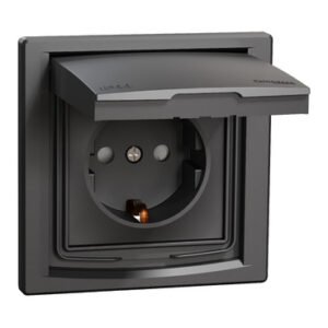 ASFORA Gniazdo SCHUKO IP44 z ramką (1-krotne) antracyt EPH3100371
