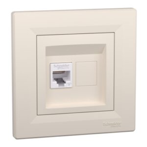 Gniazdo komputerowe Asfora pojedyncze RJ45 kat.6 kremowe z ramką EPH4700123