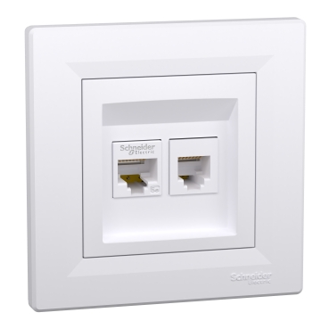 Gniazdo teleinformatyczne Asfora kat.5e RJ45 + RJ12 białe z ramką EPH4900121