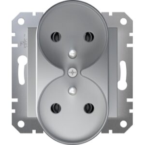 Asfora Gniazdo podwójne z/u bez ramki aluminium EPH9810261