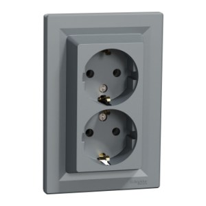 Gniazdo podwójne Asfora SCHUKO stal z ramką EPH9900162